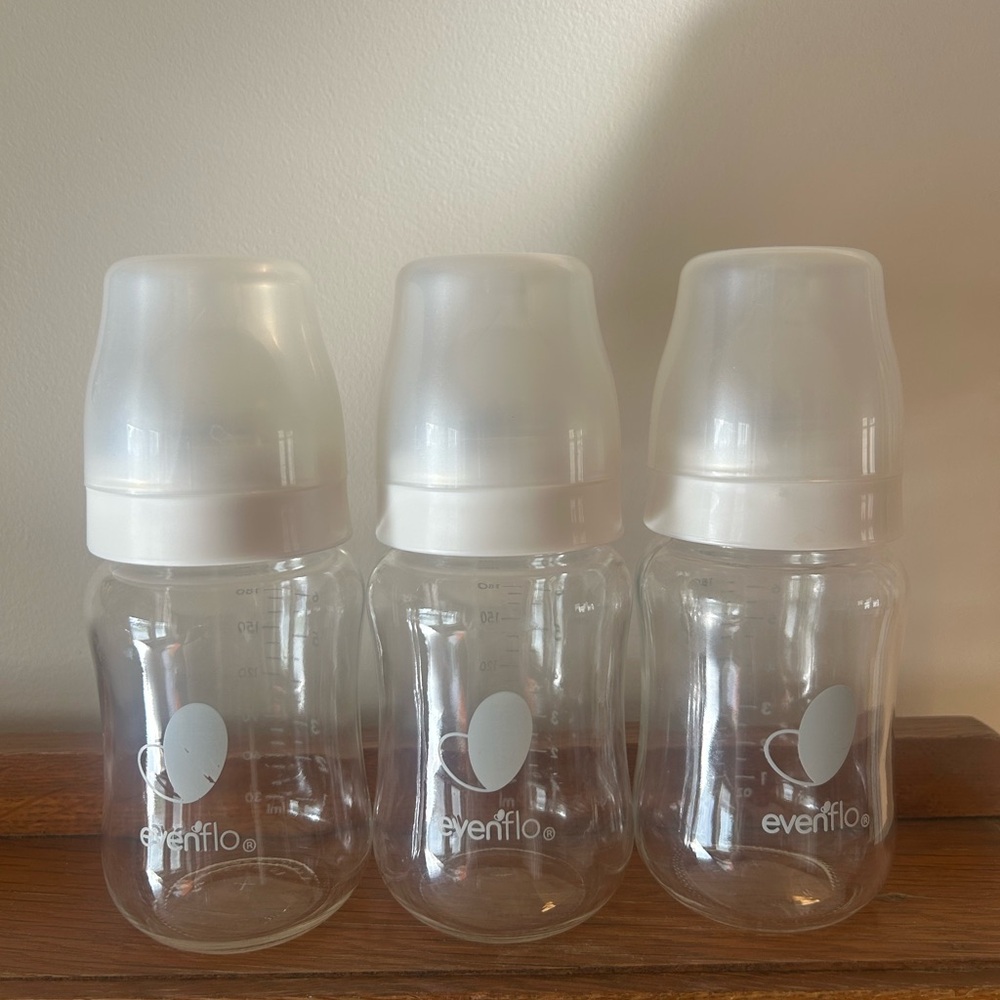 Evenflo Glass Wide Neck Baby Bottles Set of 3